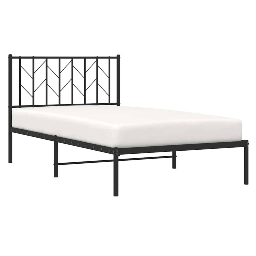 vidaXL Cadru de pat din metal cu tăblie, negru, 100x200 cm