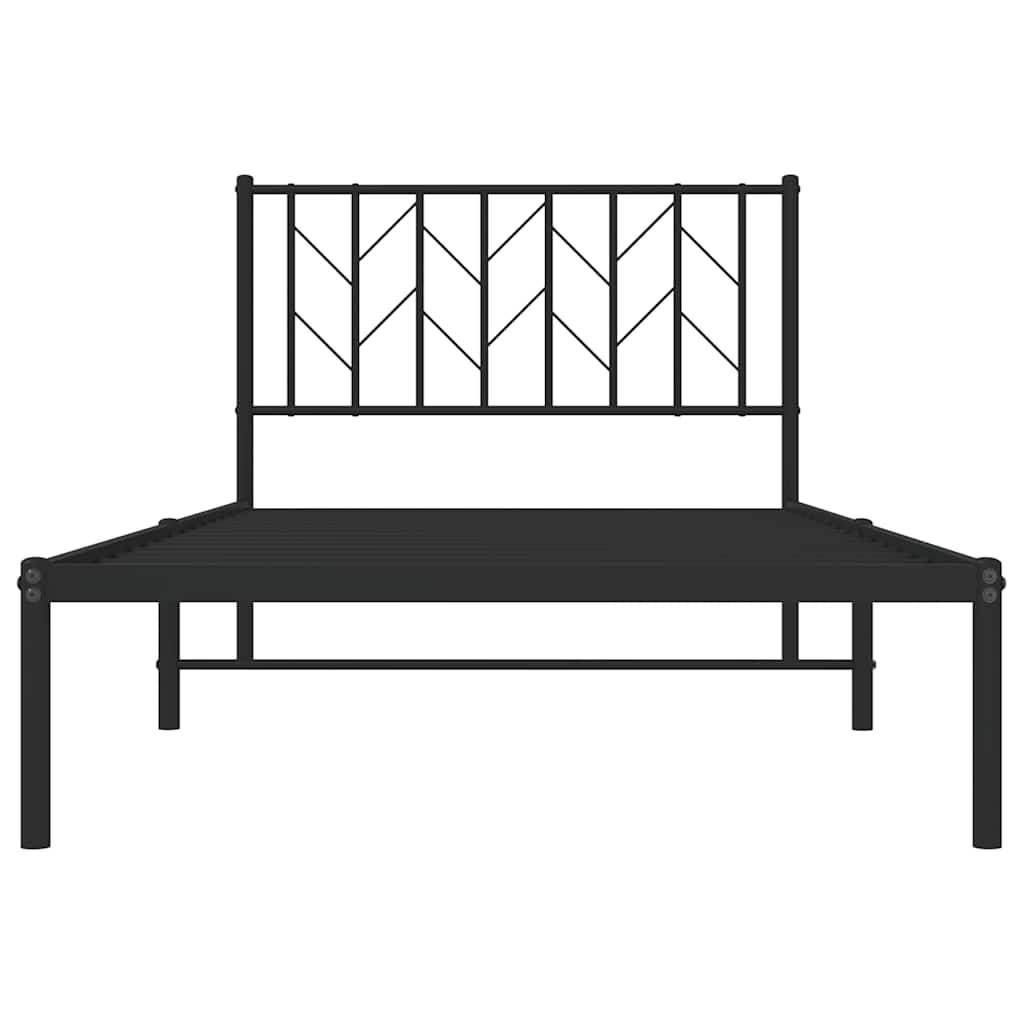 vidaXL Cadru de pat din metal cu tăblie, negru, 100x200 cm