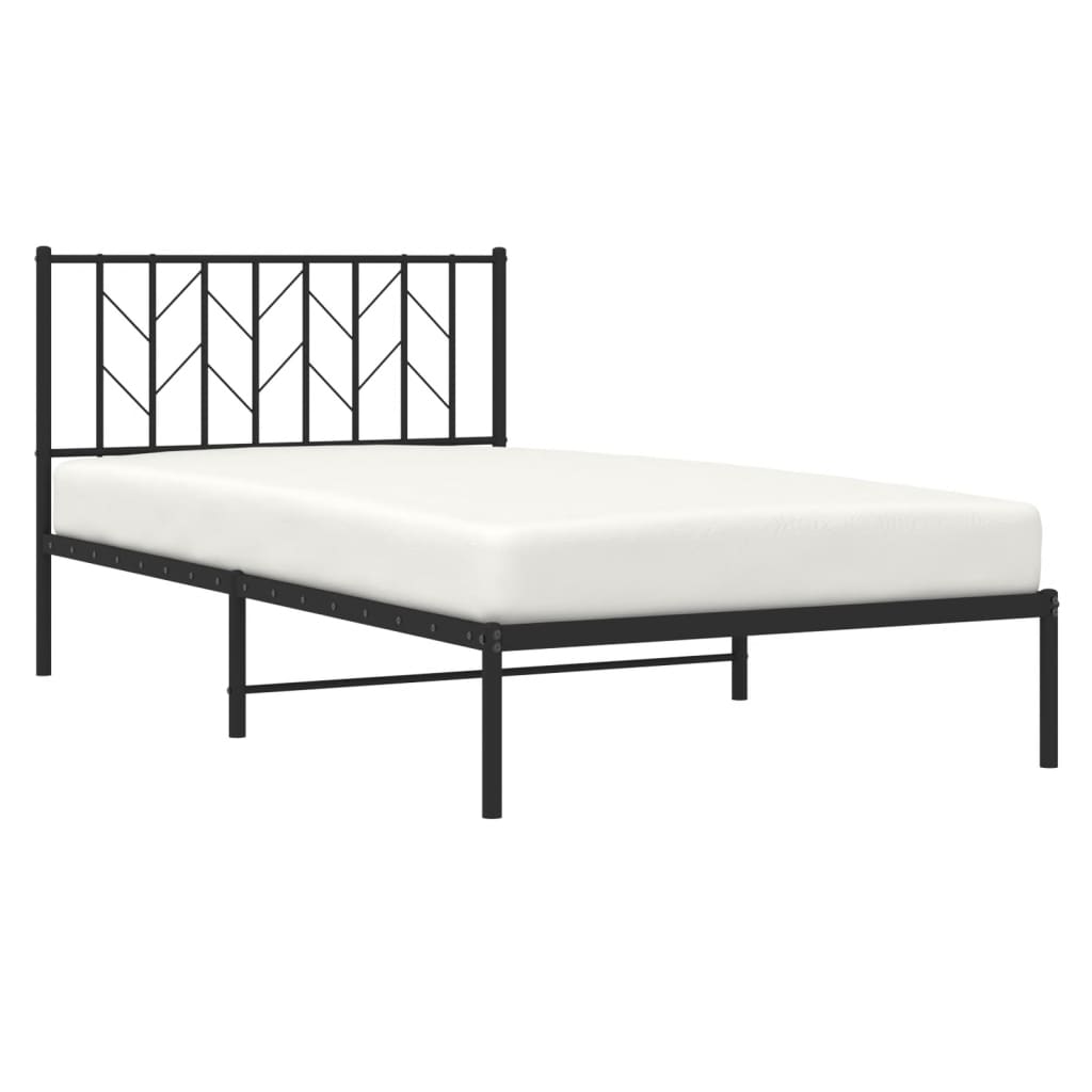 vidaXL Cadru de pat din metal cu tăblie, negru, 107x203 cm