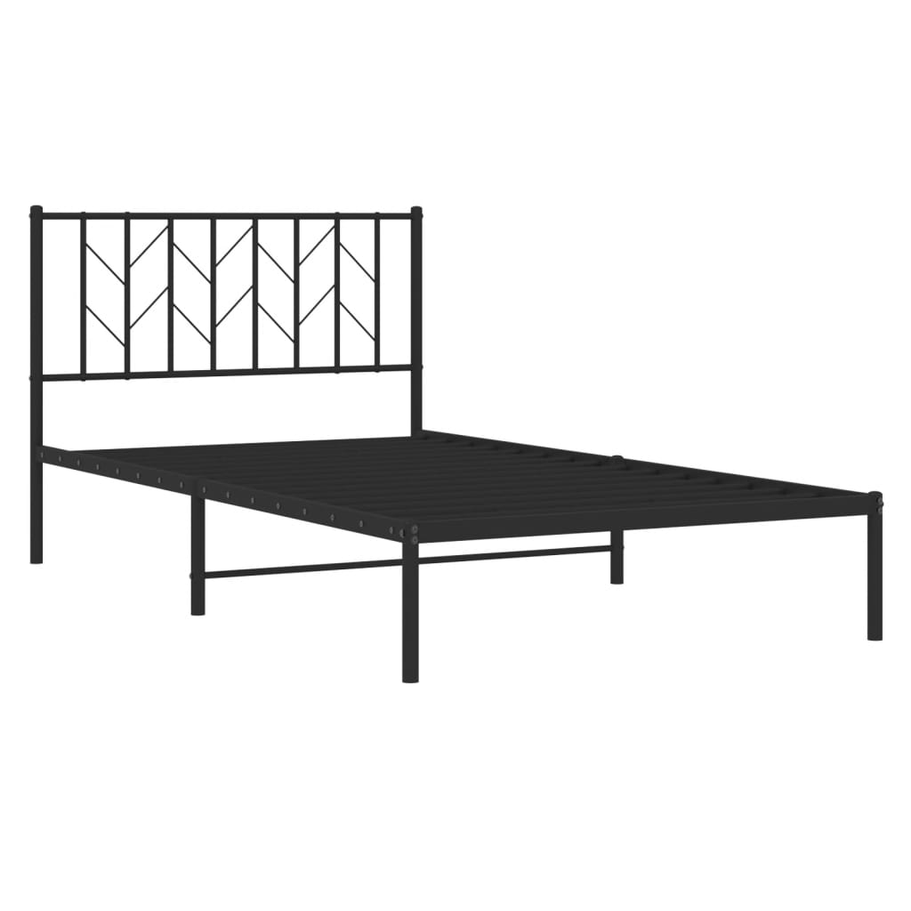 vidaXL Cadru de pat din metal cu tăblie, negru, 107x203 cm