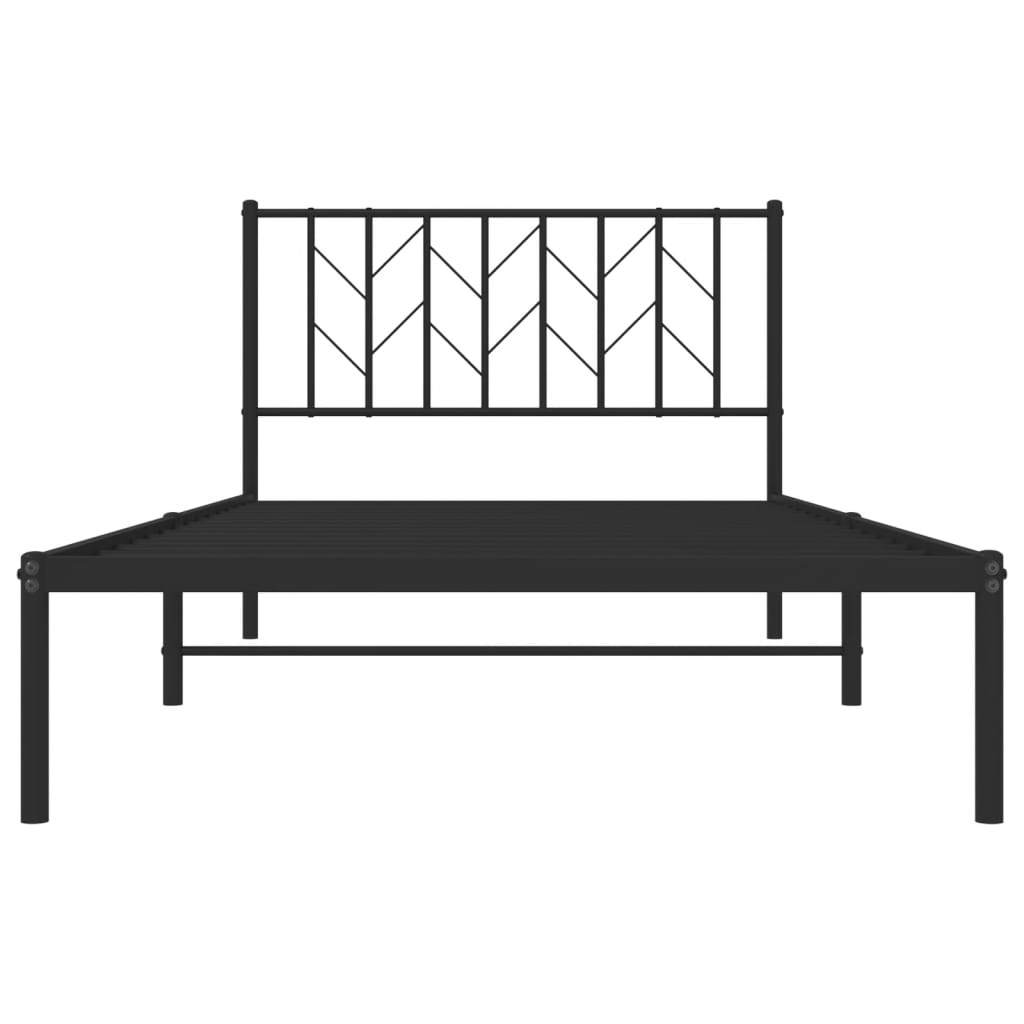 vidaXL Cadru de pat din metal cu tăblie, negru, 107x203 cm