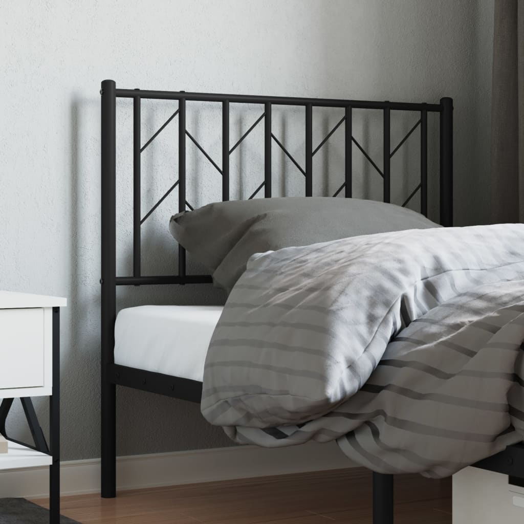 vidaXL Tăblie de pat metalică, negru, 90 cm