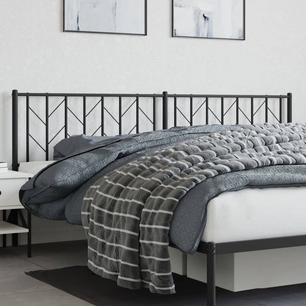 vidaXL Tăblie de pat metalică, negru, 200 cm