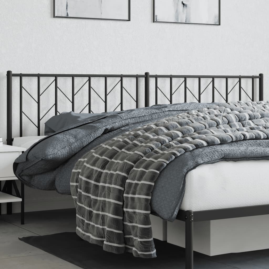 vidaXL Tăblie de pat metalică, negru, 200 cm
