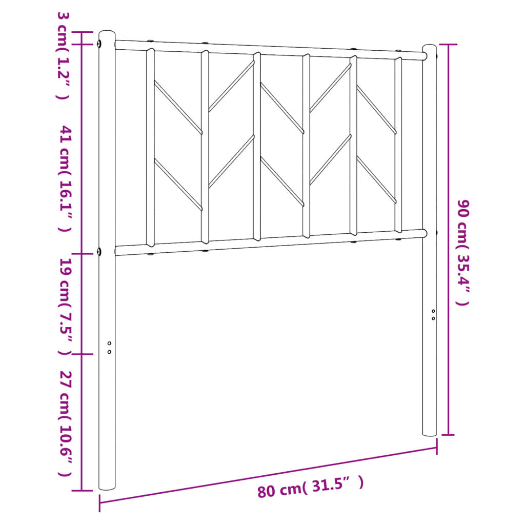 vidaXL Tăblie de pat metalică, alb, 75 cm vidaXL Tăblie de pat metalică, alb, 75 cm