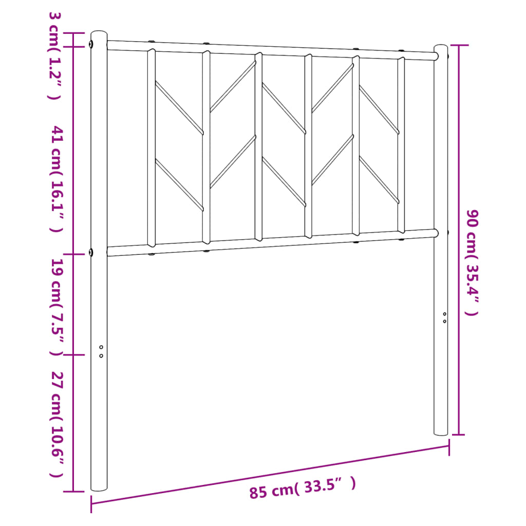 vidaXL Tăblie de pat metalică, alb, 80 cm vidaXL Tăblie de pat metalică, alb, 80 cm