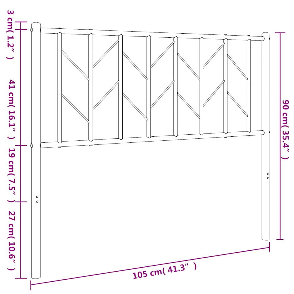 vidaXL Tăblie de pat metalică, alb, 100 cm