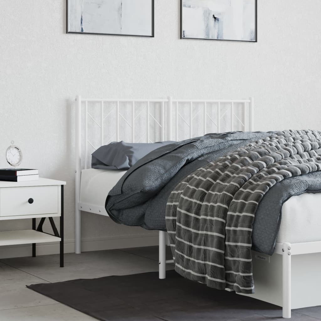 vidaXL Tăblie de pat metalică, alb, 120 cm
