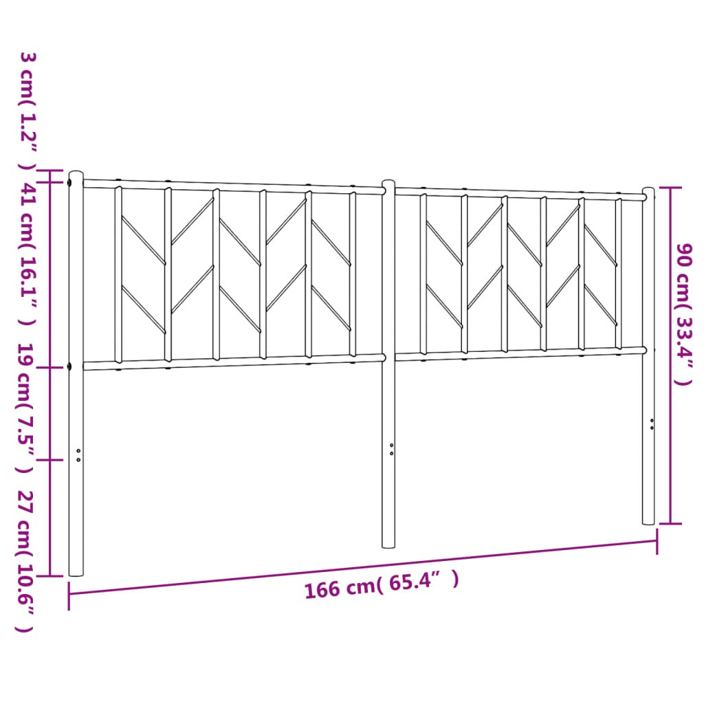 vidaXL Tăblie de pat metalică, alb, 160 cm