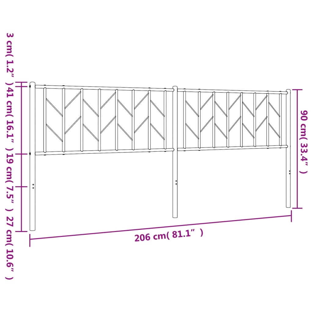 vidaXL Tăblie de pat metalică, alb, 200 cm vidaXL Tăblie de pat metalică, alb, 200 cm