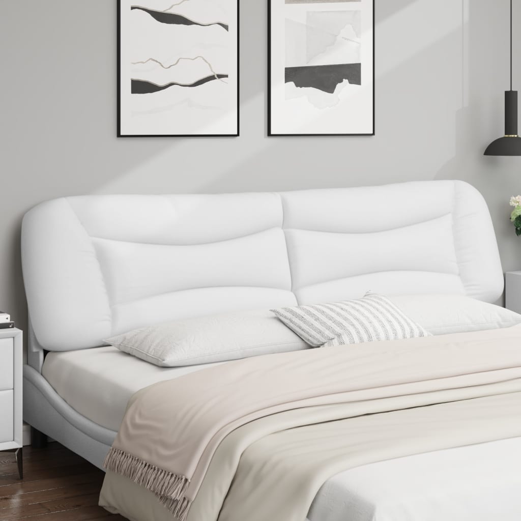 vidaXL Pernă pentru tăblie pat, alb, 200 cm, piele artificială vidaXL Pernă pentru tăblie pat, alb, 200 cm, piele artificială
