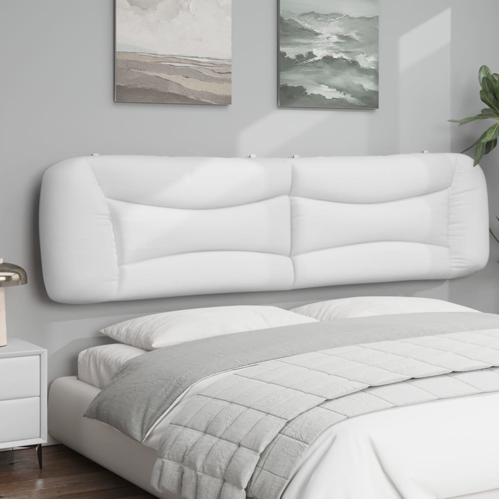 vidaXL Pernă pentru tăblie pat, alb, 200 cm, piele artificială vidaXL Pernă pentru tăblie pat, alb, 200 cm, piele artificială