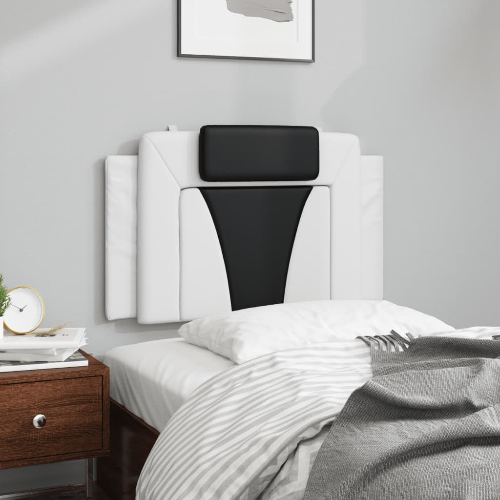 vidaXL Pernă pentru tăblie pat, alb și negru, 80 cm, piele artificială vidaXL Pernă pentru tăblie pat, alb și negru, 80 cm, piele artificială