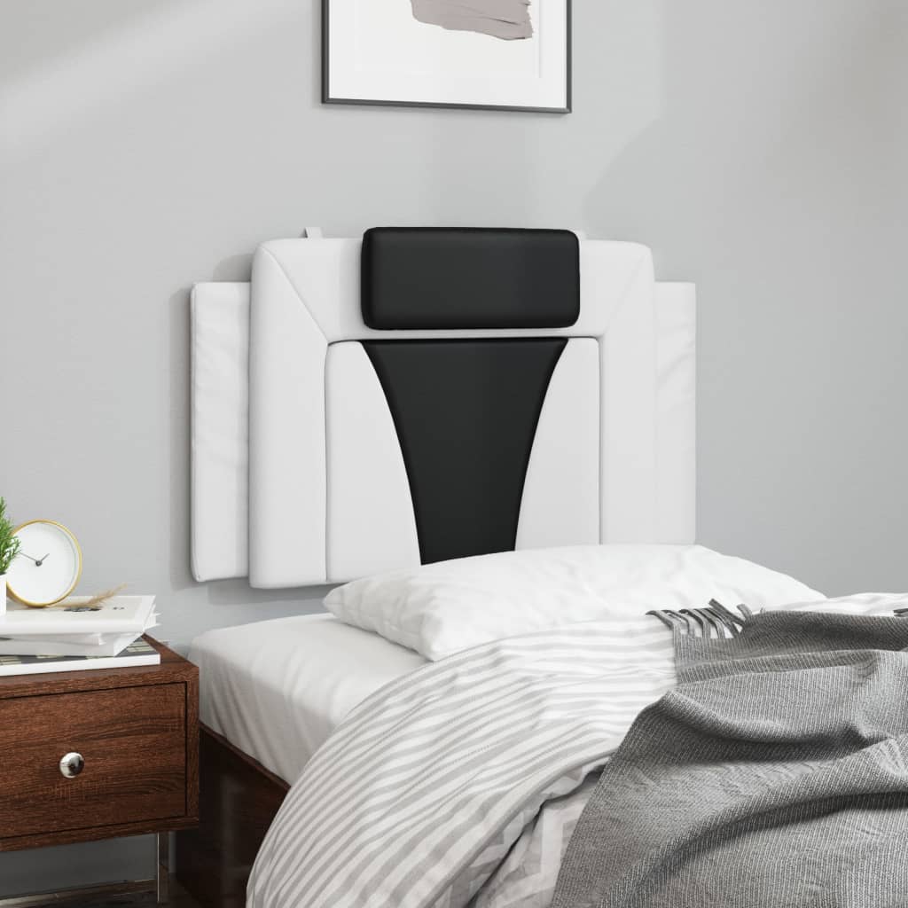 vidaXL Pernă pentru tăblie pat, alb și negru, 90 cm, piele artificială