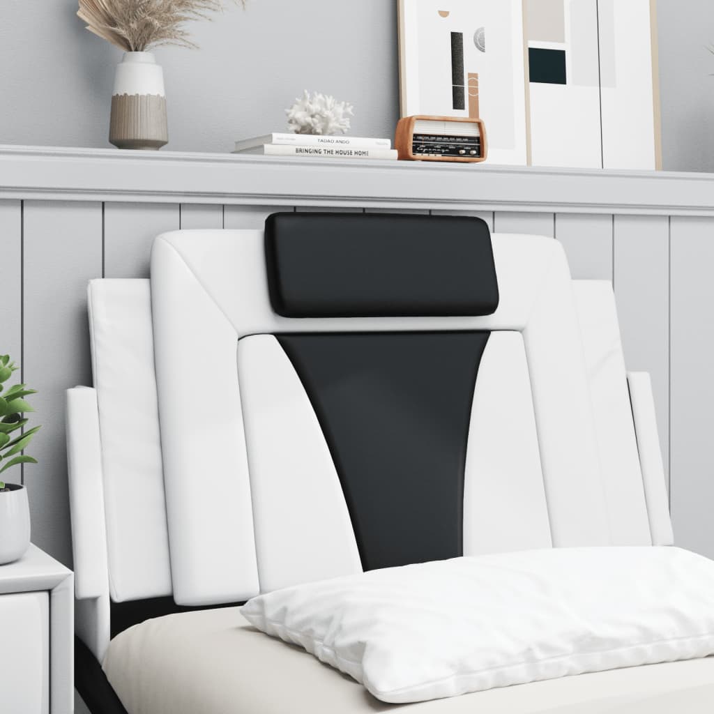 vidaXL Pernă pentru tăblie pat, alb și negru, 90 cm, piele artificială