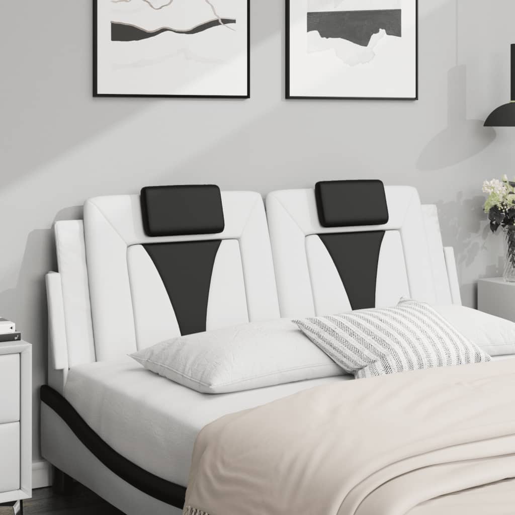 vidaXL Pernă pentru tăblie pat, alb și negru, 140cm, piele artificială