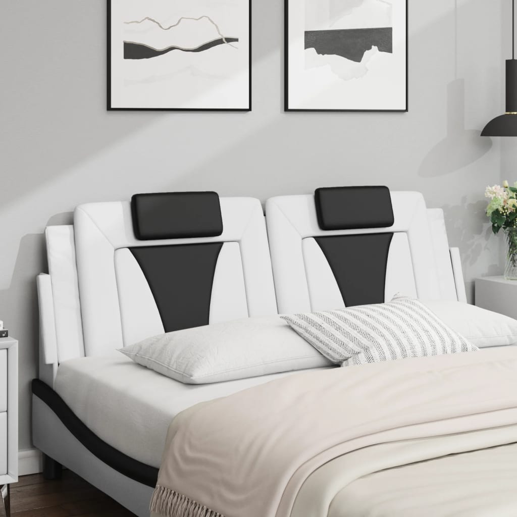 vidaXL Pernă pentru tăblie pat, alb și negru, 160cm, piele artificială