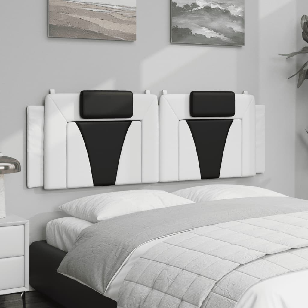 vidaXL Pernă pentru tăblie pat, alb și negru, 160cm, piele artificială