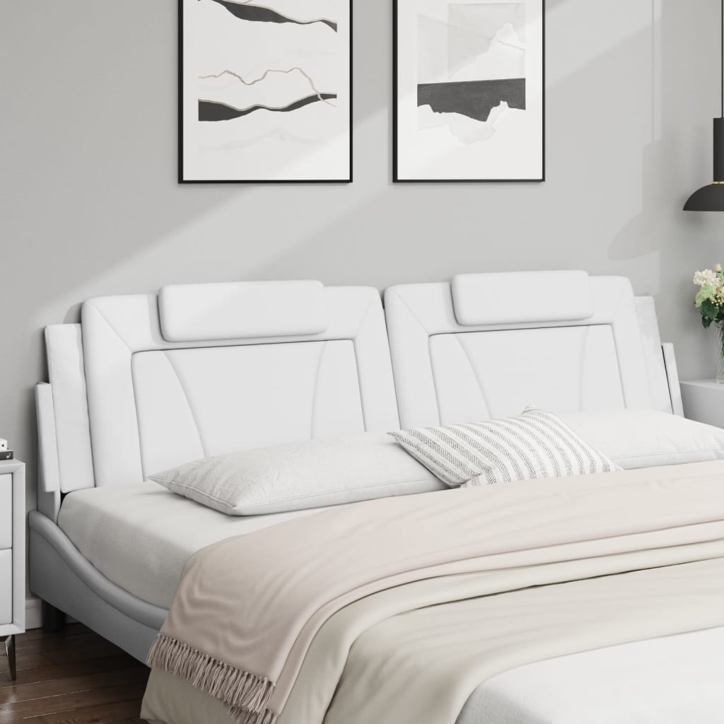 vidaXL Pernă pentru tăblie pat, alb, 200 cm, piele artificială vidaXL Pernă pentru tăblie pat, alb, 200 cm, piele artificială