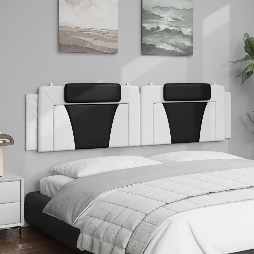 vidaXL Pernă pentru tăblie pat, alb și negru, 200cm, piele artificială vidaXL Pernă pentru tăblie pat, alb și negru, 200cm, piele artificială