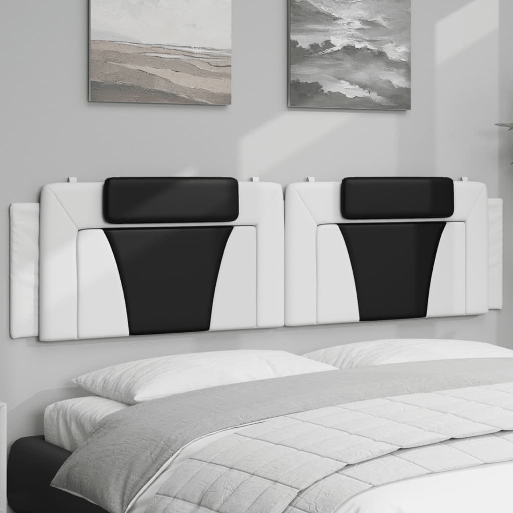 vidaXL Pernă pentru tăblie pat, alb și negru, 200cm, piele artificială vidaXL Pernă pentru tăblie pat, alb și negru, 200cm, piele artificială
