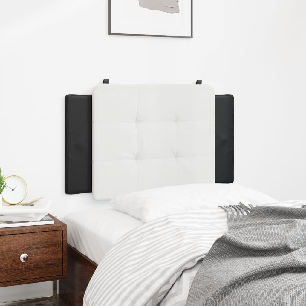 vidaXL Pernă pentru tăblie pat, alb și negru, 80 cm, piele artificială vidaXL Pernă pentru tăblie pat, alb și negru, 80 cm, piele artificială