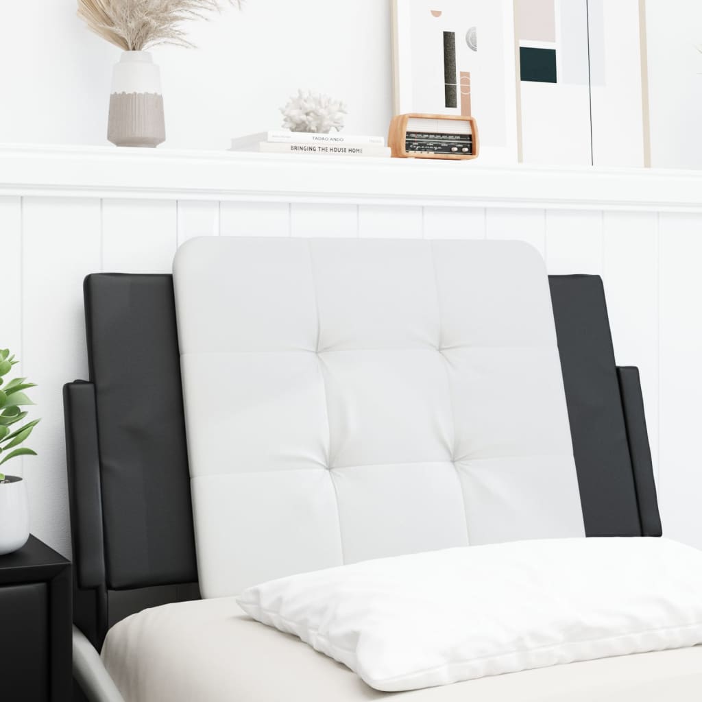 vidaXL Pernă pentru tăblie pat, alb și negru, 80 cm, piele artificială vidaXL Pernă pentru tăblie pat, alb și negru, 80 cm, piele artificială