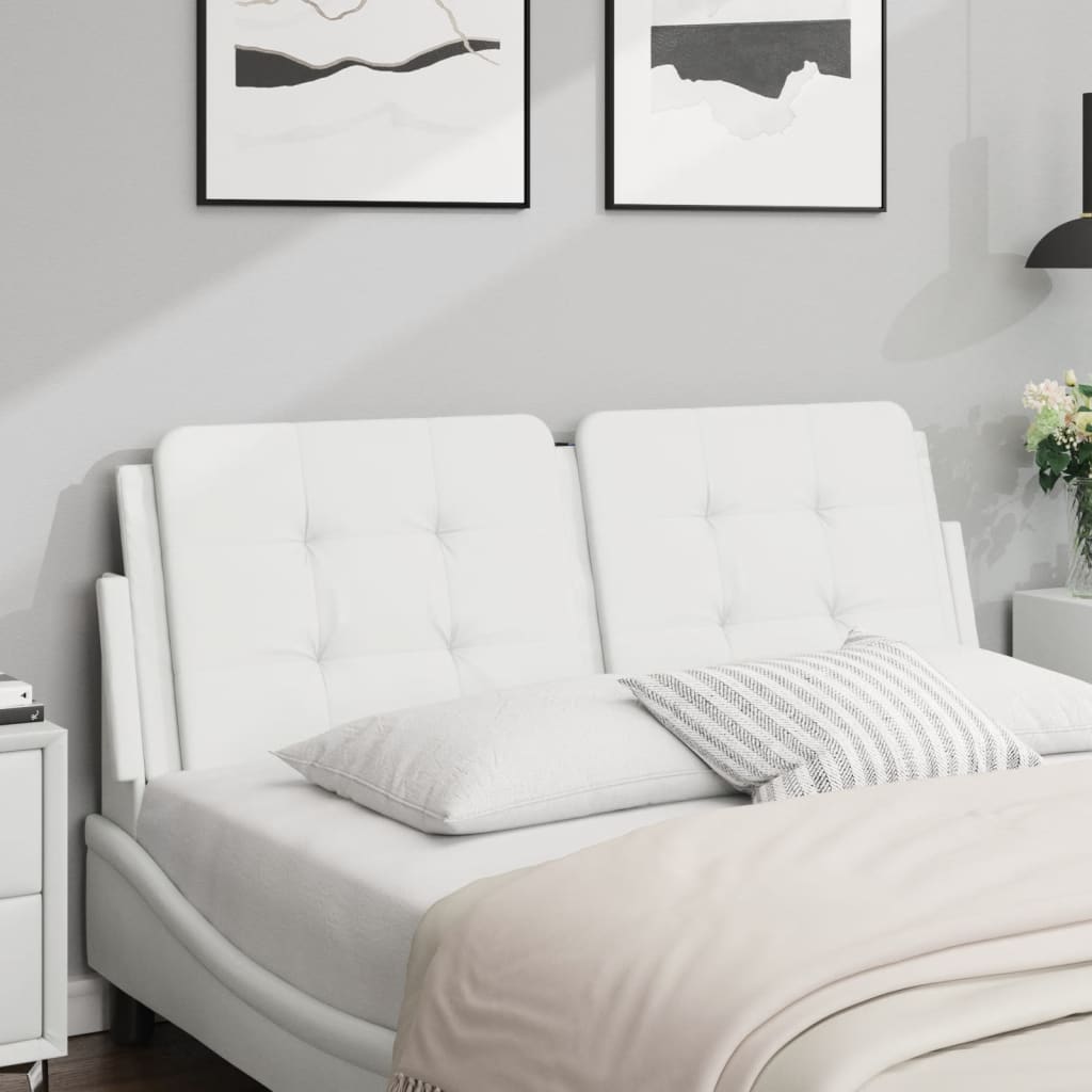 vidaXL Pernă pentru tăblie pat, alb, 140 cm, piele artificială