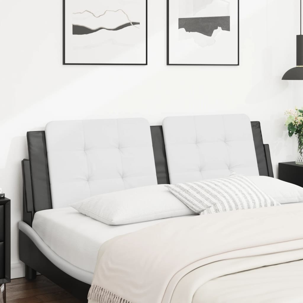 vidaXL Pernă pentru tăblie pat, alb și negru, 160cm, piele artificială vidaXL Pernă pentru tăblie pat, alb și negru, 160cm, piele artificială