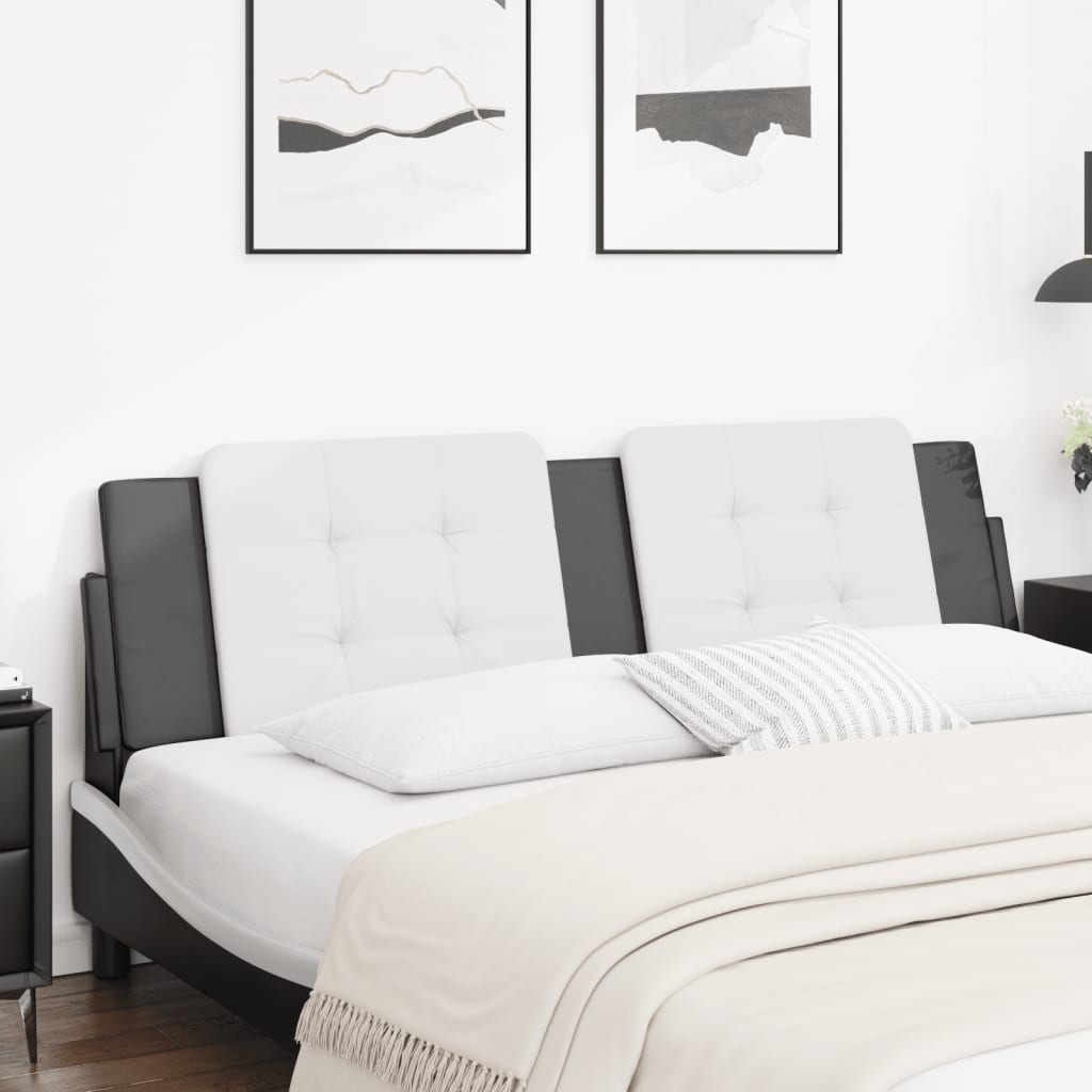 vidaXL Pernă pentru tăblie pat, alb și negru, 180cm, piele artificială vidaXL Pernă pentru tăblie pat, alb și negru, 180cm, piele artificială