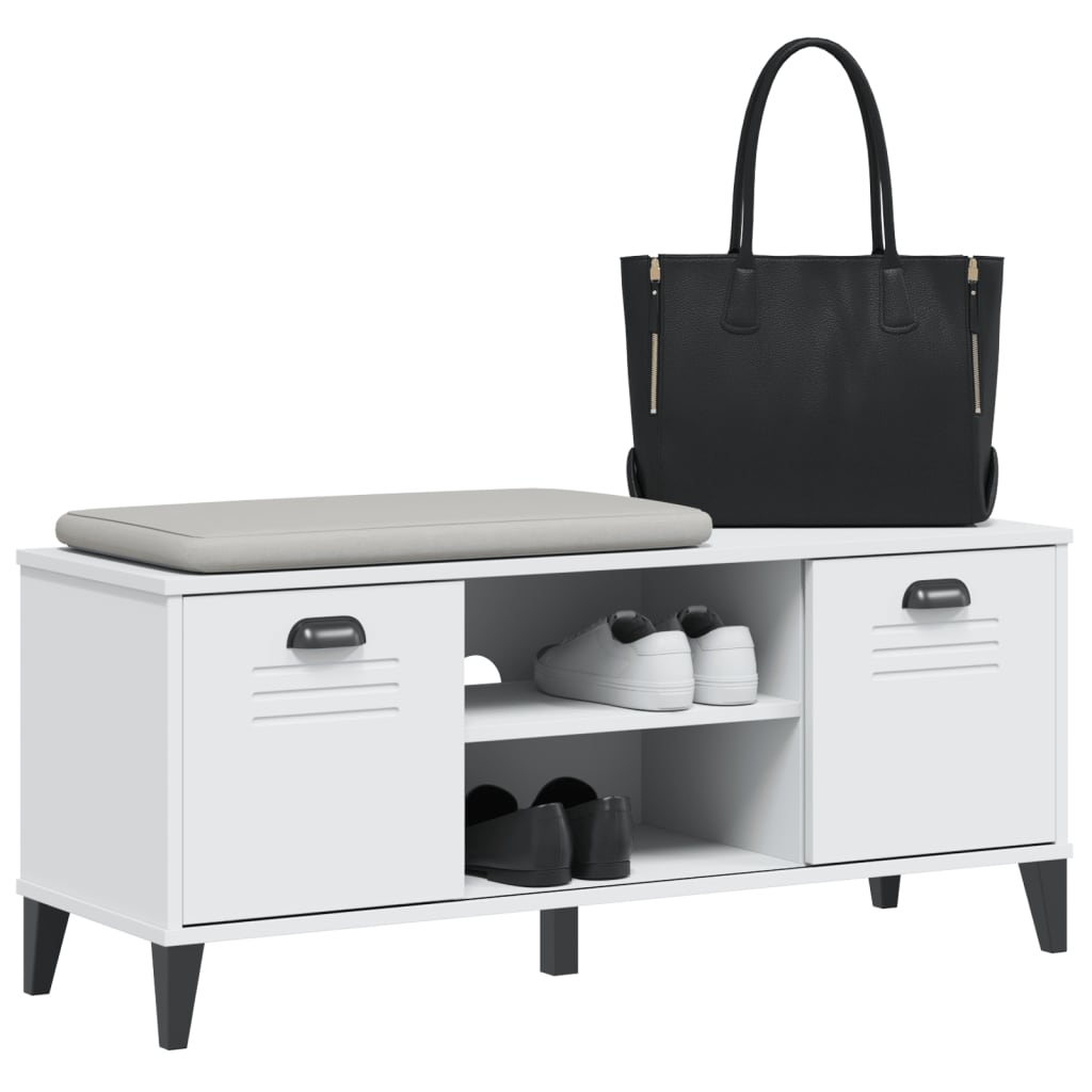 vidaXL Bancă de pantofi „VIKEN”, alb, 106x35x45 cm, lemn prelucrat vidaXL Bancă de pantofi „VIKEN”, alb, 106x35x45 cm, lemn prelucrat