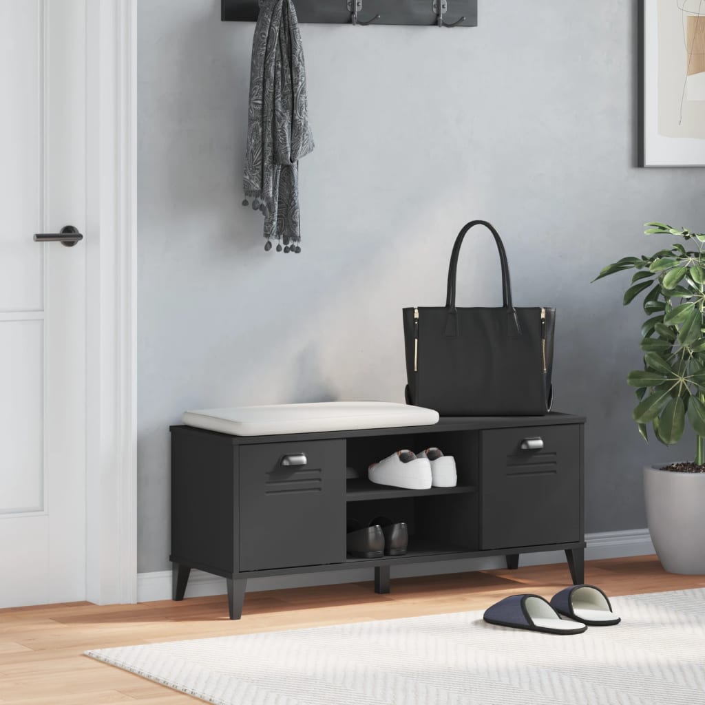 vidaXL Bancă de pantofi „VIKEN”, negru, 106x35x45 cm, lemn prelucrat vidaXL Bancă de pantofi „VIKEN”, negru, 106x35x45 cm, lemn prelucrat