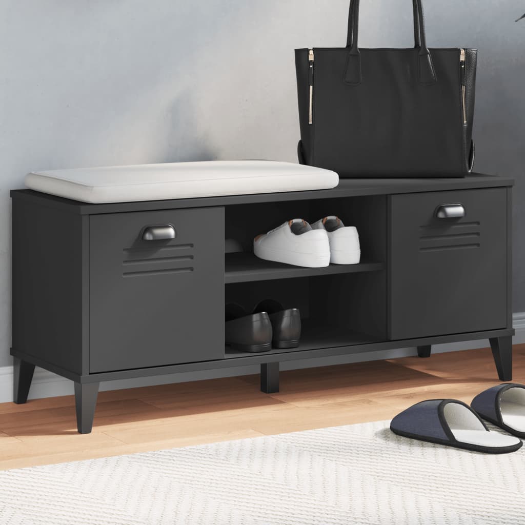 vidaXL Bancă de pantofi „VIKEN”, negru, 106x35x45 cm, lemn prelucrat vidaXL Bancă de pantofi „VIKEN”, negru, 106x35x45 cm, lemn prelucrat