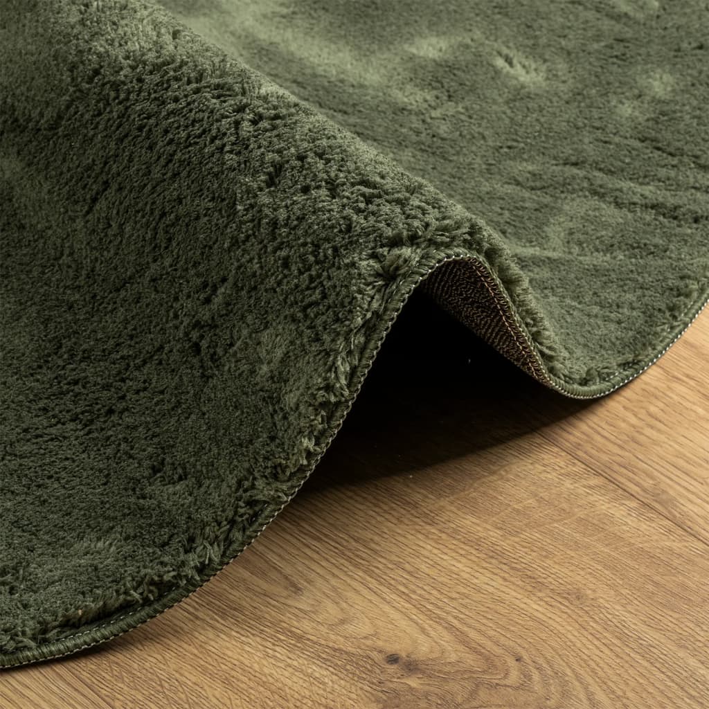 vidaXL Covor HUARTE, fir scurt, moale și lavabil, verde pădure Ø 80 cm