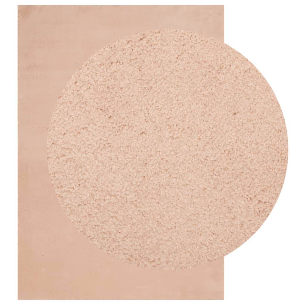 vidaXL Covor HUARTE, fir scurt, moale și lavabil, roz pudră, 140x200cm