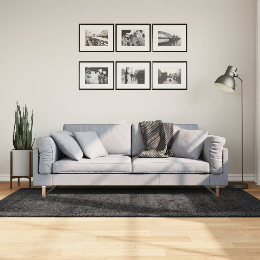 vidaXL Covor pufos "PAMPLONA" fire înalte antracit modern 100x200 cm vidaXL Covor pufos "PAMPLONA" fire înalte antracit modern 100x200 cm