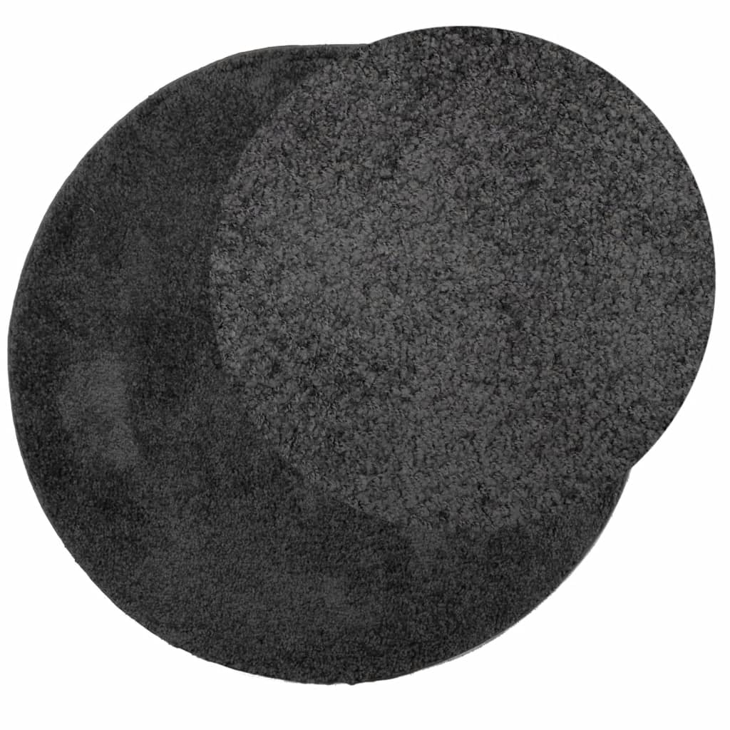 vidaXL Covor pufos "PAMPLONA" cu fire înalte, antracit modern Ø 80 cm