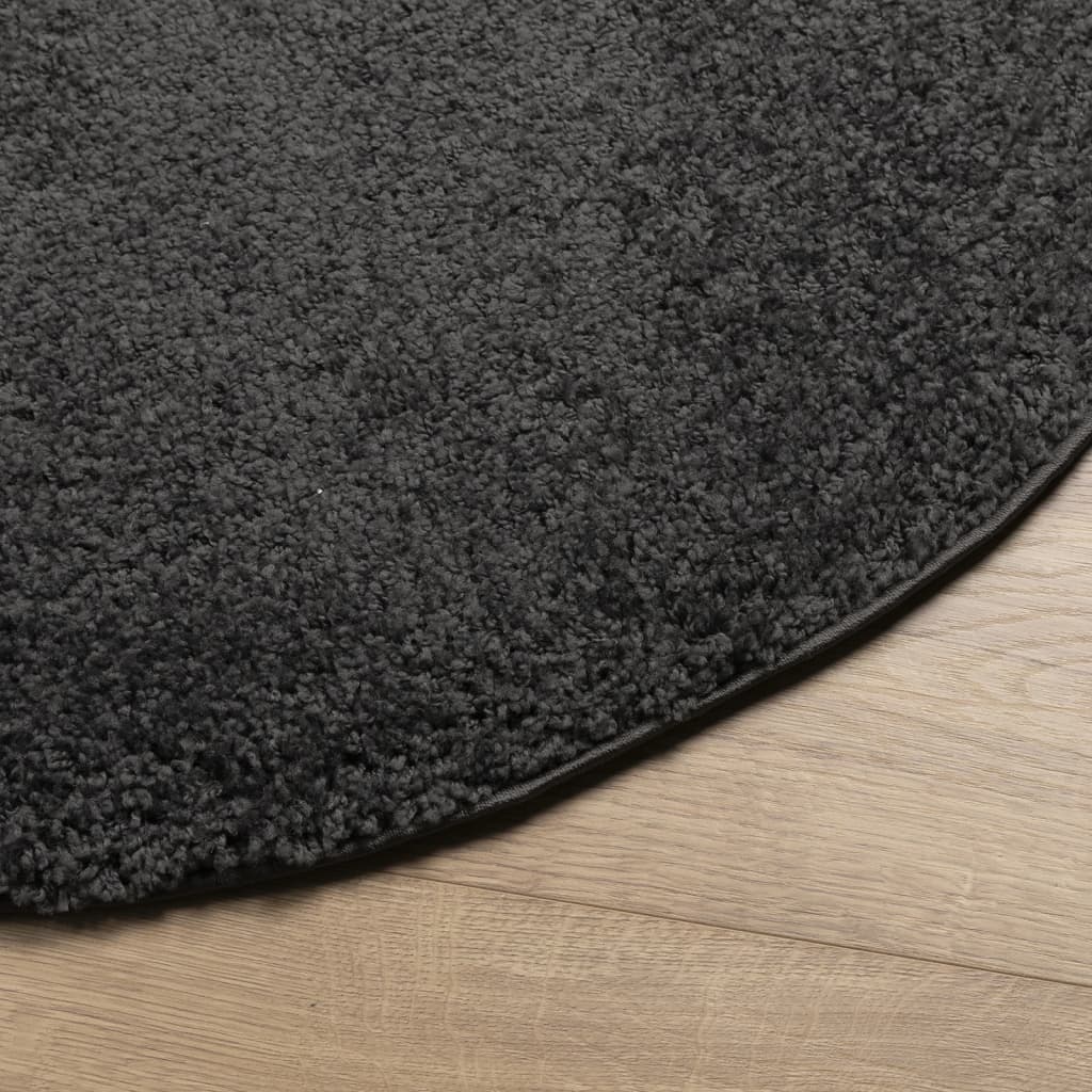 vidaXL Covor pufos "PAMPLONA" cu fire înalte, antracit modern Ø 80 cm