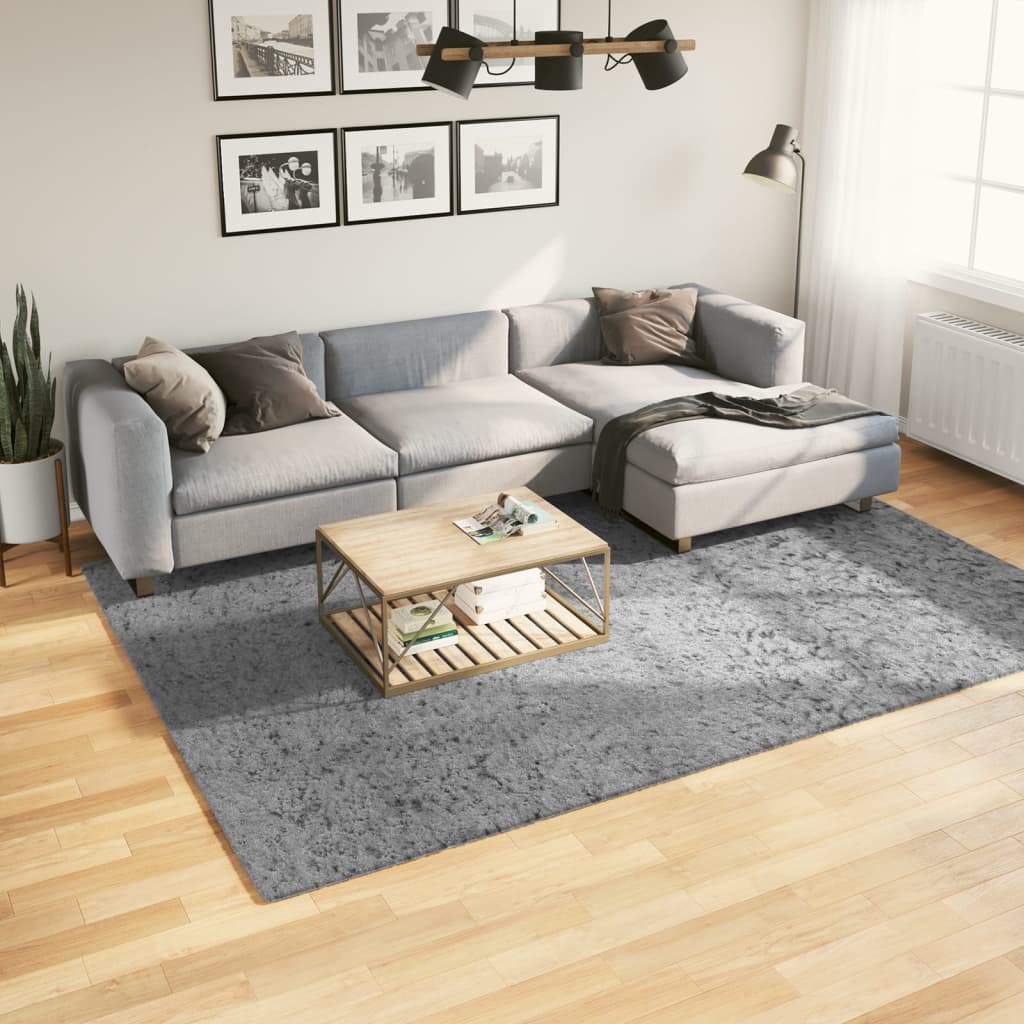 vidaXL Covor pufos "PAMPLONA" cu fire înalte, gri modern, 200x280 cm