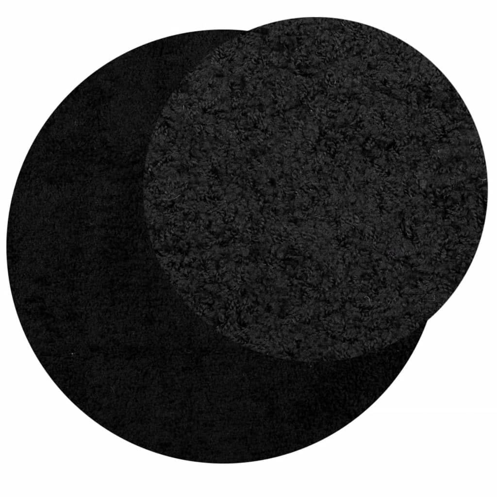 vidaXL Covor pufos "PAMPLONA" cu fire înalte, negru modern, Ø 120 cm vidaXL Covor pufos "PAMPLONA" cu fire înalte, negru modern, Ø 120 cm