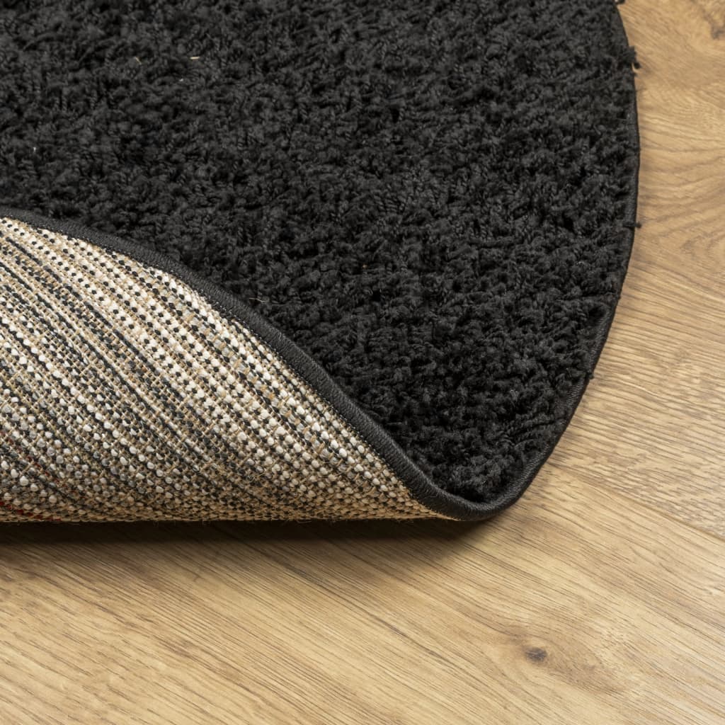 vidaXL Covor pufos "PAMPLONA" cu fire înalte, negru modern, Ø 120 cm vidaXL Covor pufos "PAMPLONA" cu fire înalte, negru modern, Ø 120 cm