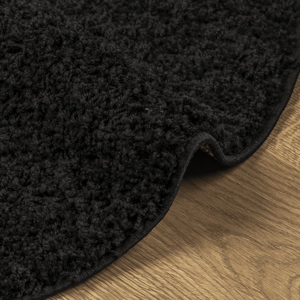 vidaXL Covor pufos "PAMPLONA" cu fire înalte, negru modern, Ø 120 cm vidaXL Covor pufos "PAMPLONA" cu fire înalte, negru modern, Ø 120 cm