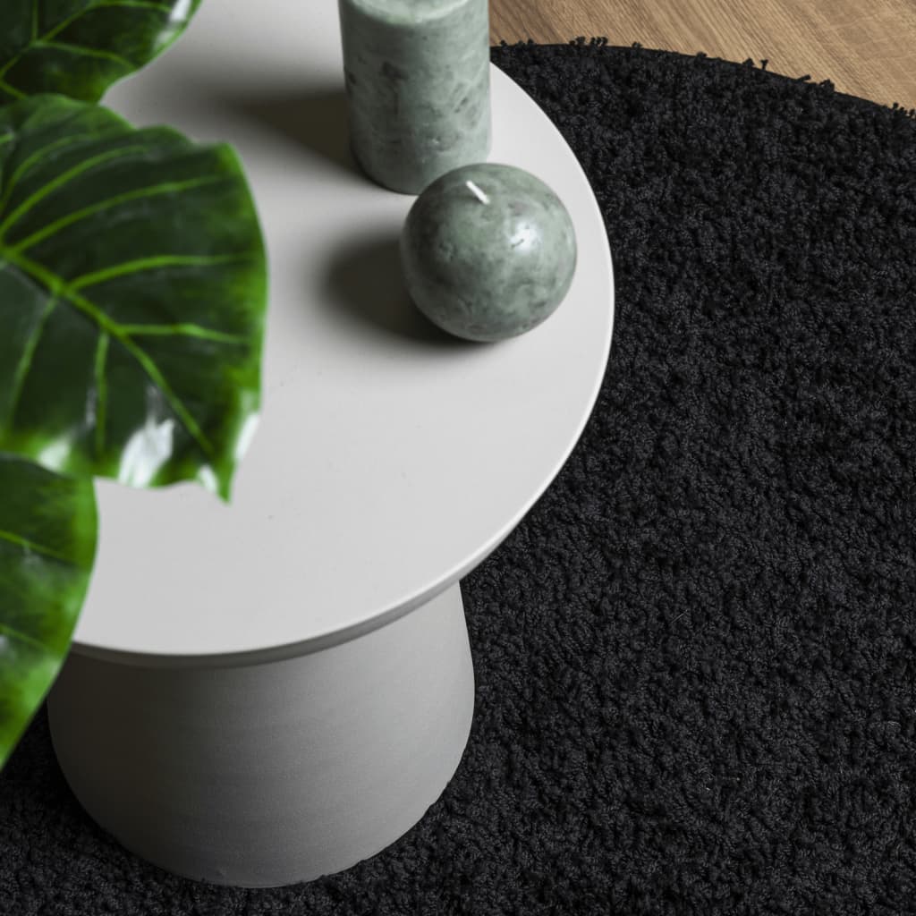 vidaXL Covor pufos "PAMPLONA" cu fire înalte, negru modern, Ø 280 cm