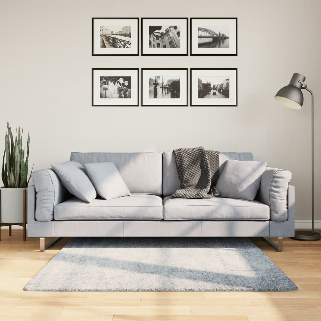 vidaXL Covor pufos "PAMPLONA" fire înalte albastru modern 120x120 cm vidaXL Covor pufos "PAMPLONA" fire înalte albastru modern 120x120 cm