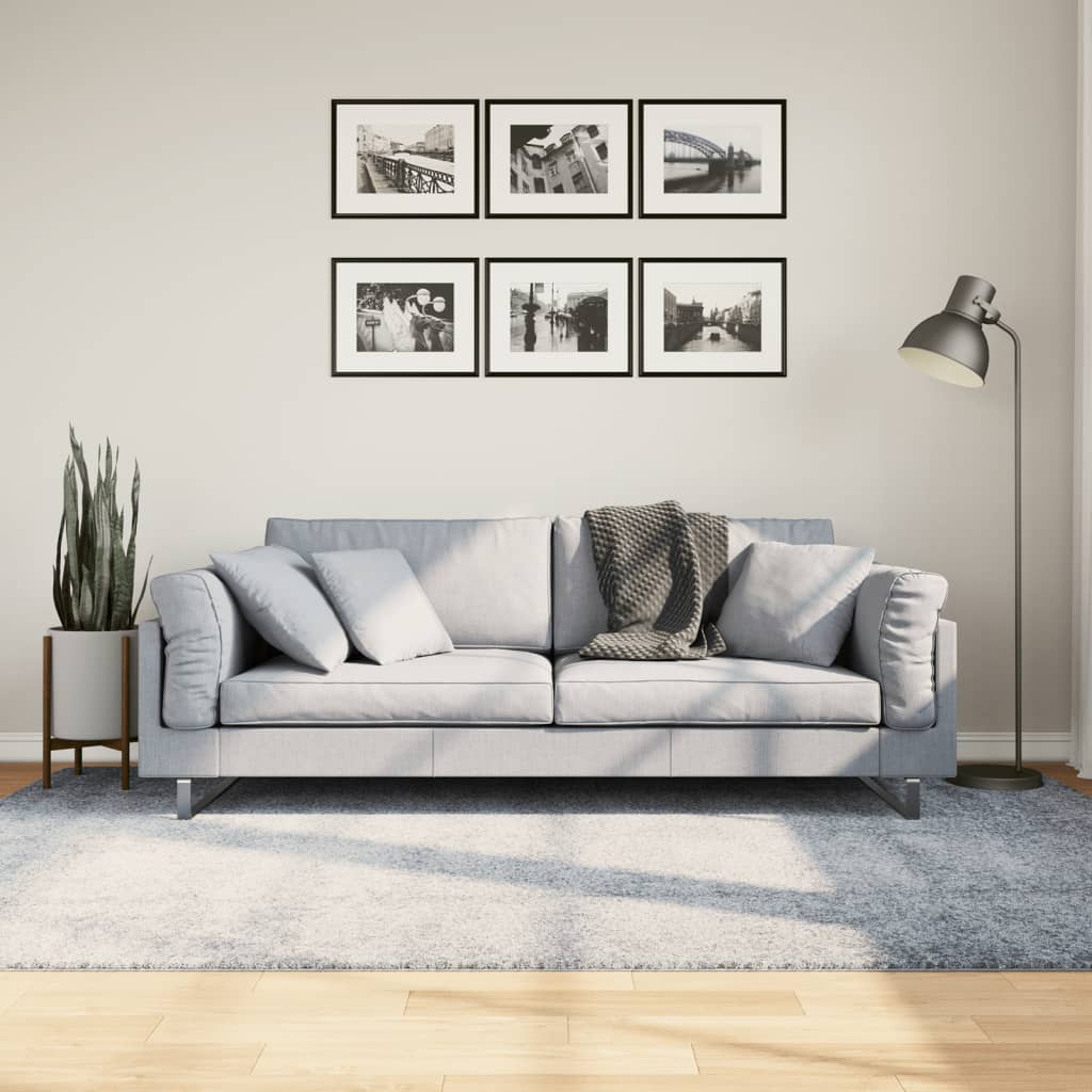 vidaXL Covor pufos "PAMPLONA" fire înalte, albastru modern 160x230 cm