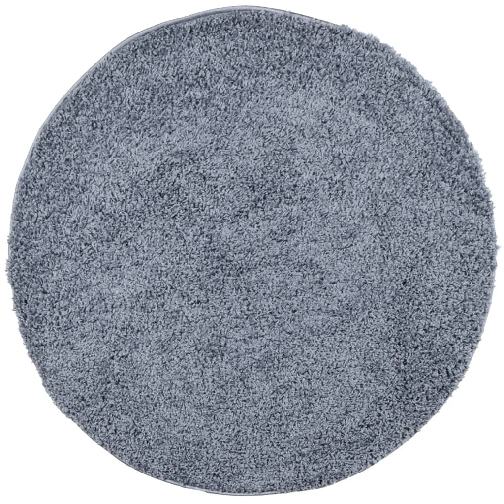 vidaXL Covor pufos "PAMPLONA" cu fire înalte, albastru modern Ø 80 cm