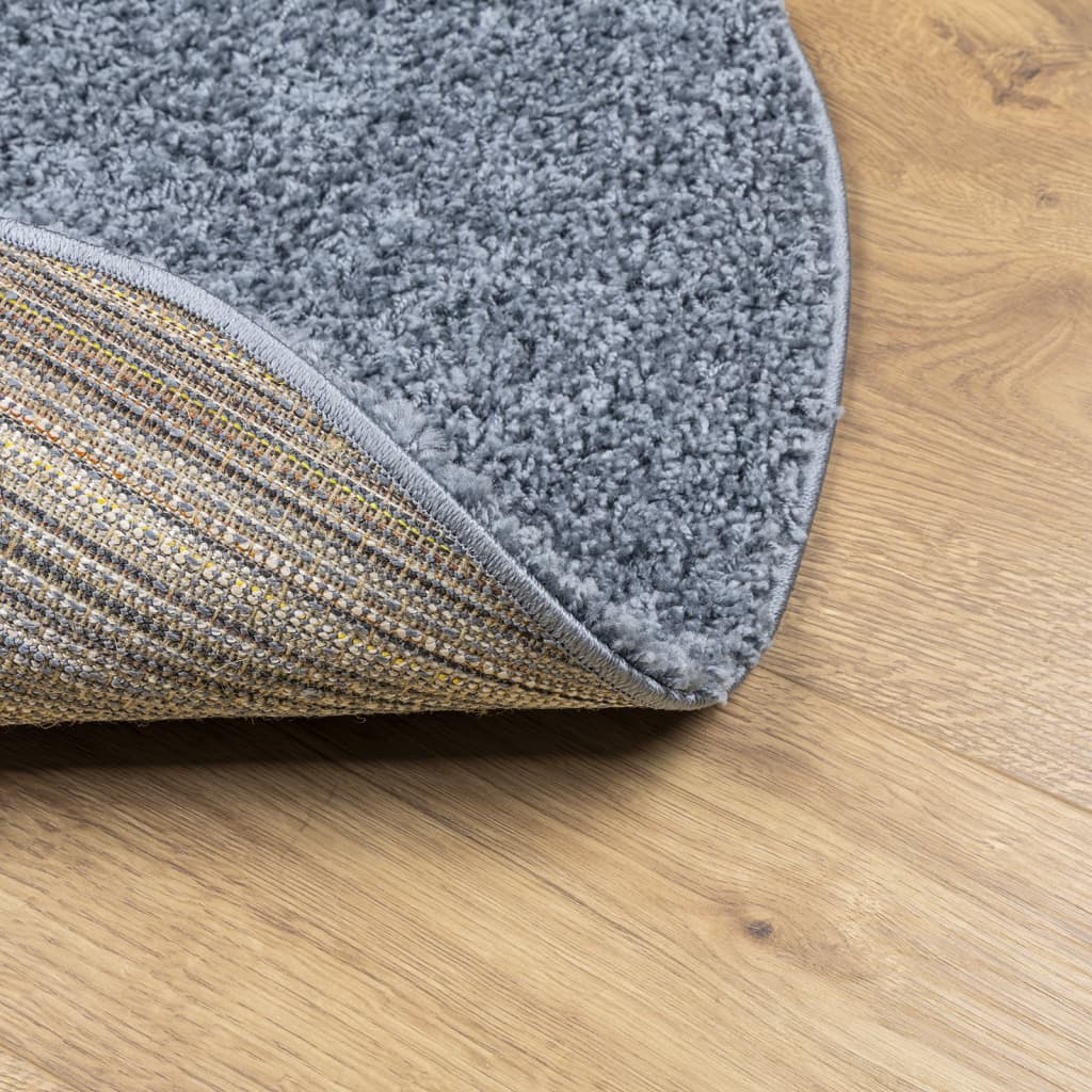 vidaXL Covor pufos "PAMPLONA" cu fire înalte, albastru modern Ø 80 cm