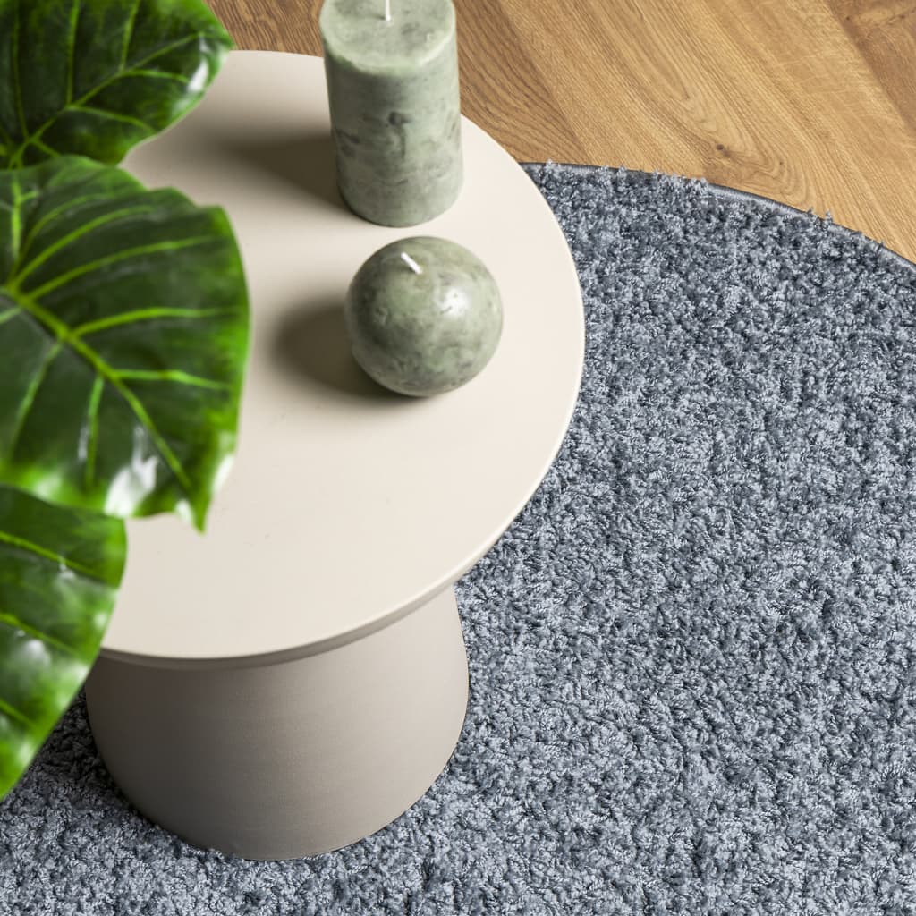 vidaXL Covor pufos "PAMPLONA" cu fire înalte, albastru modern Ø 80 cm