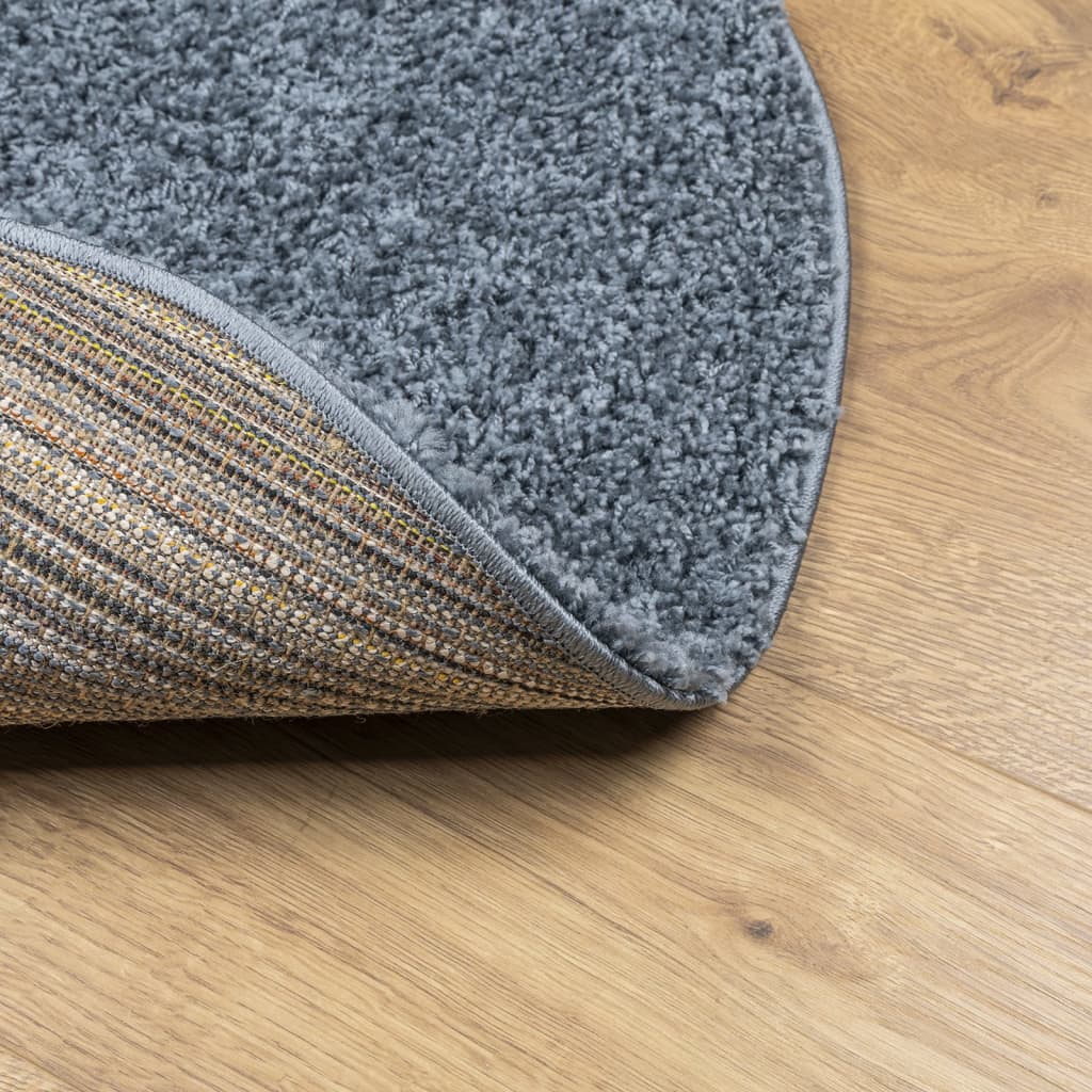 vidaXL Covor pufos "PAMPLONA" cu fire înalte, albastru modern Ø 100 cm