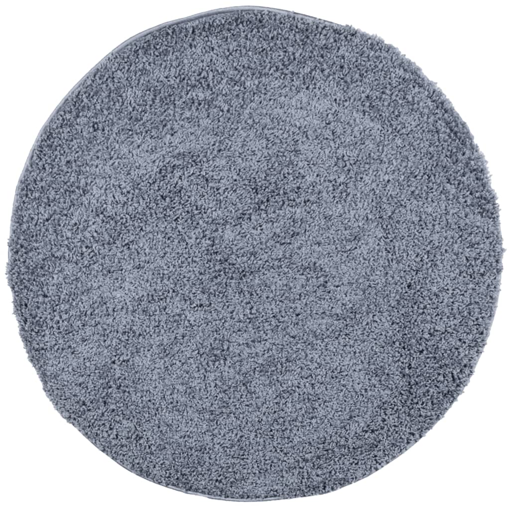 vidaXL Covor pufos "PAMPLONA" cu fire înalte, albastru modern Ø 120 cm